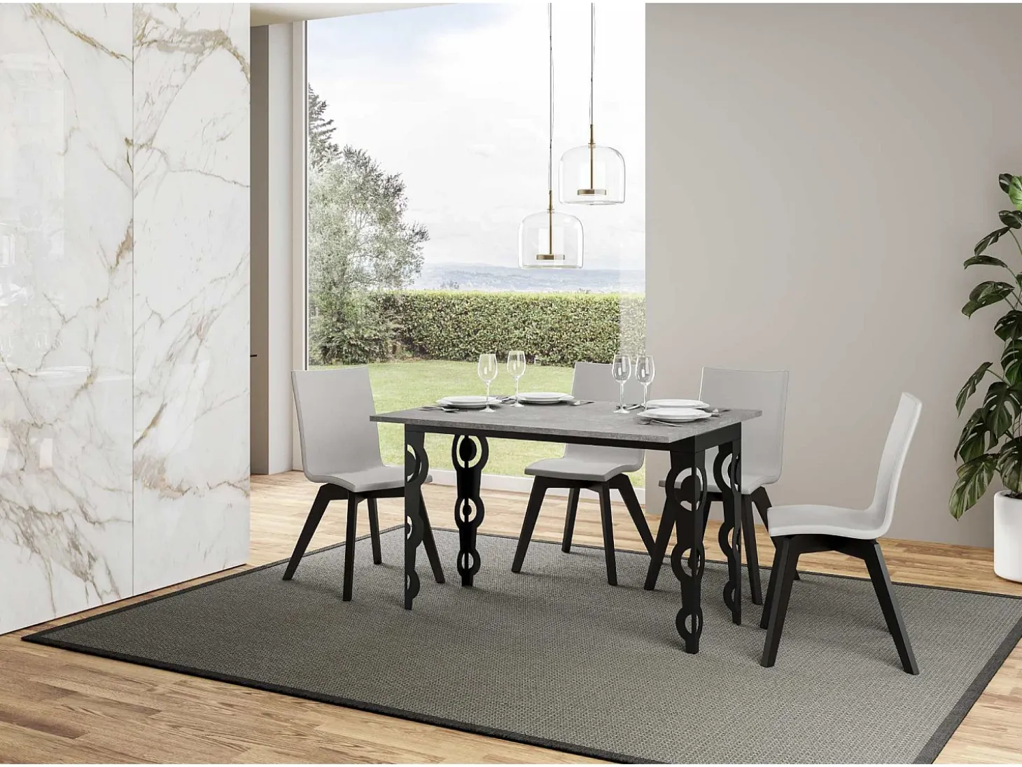 Mesa tipo libro 120x45/90 cm Karamay Double Cemento estructura Antracita