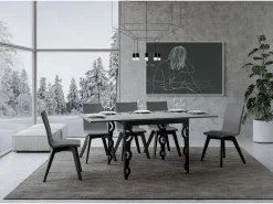 Mesa tipo libro 90x90/180 cm Karamay Libra Cemento estructura Antracita