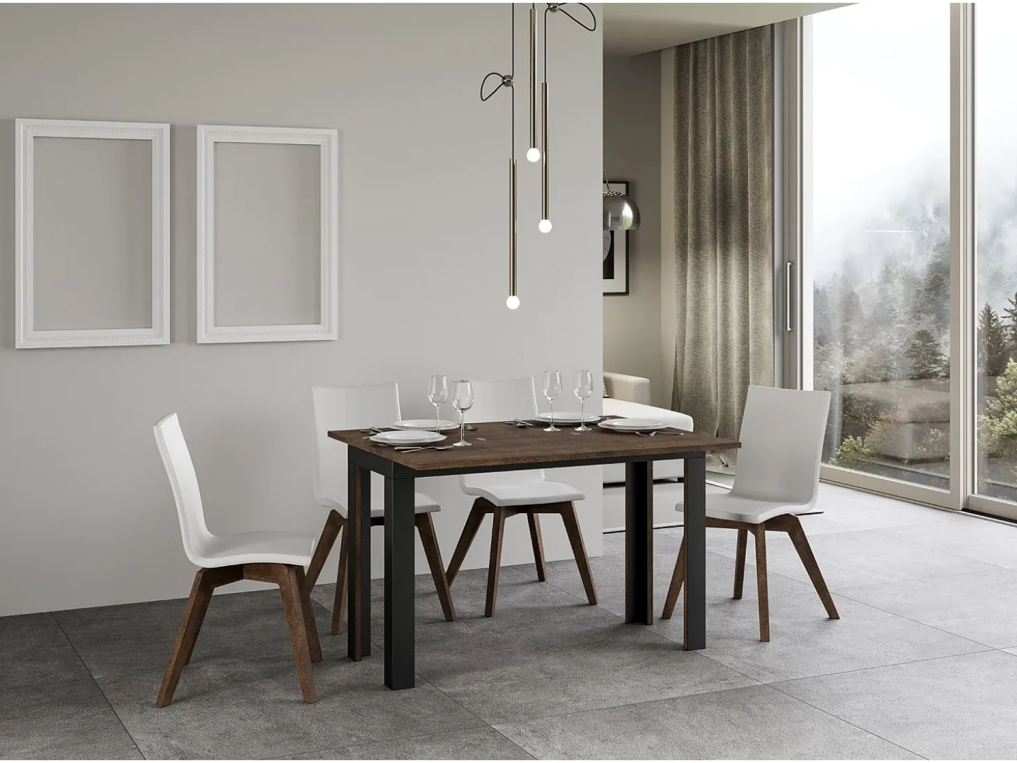 Mesa tipo libro 120x45/90 cm Linea Double Nogal estructura Antracita