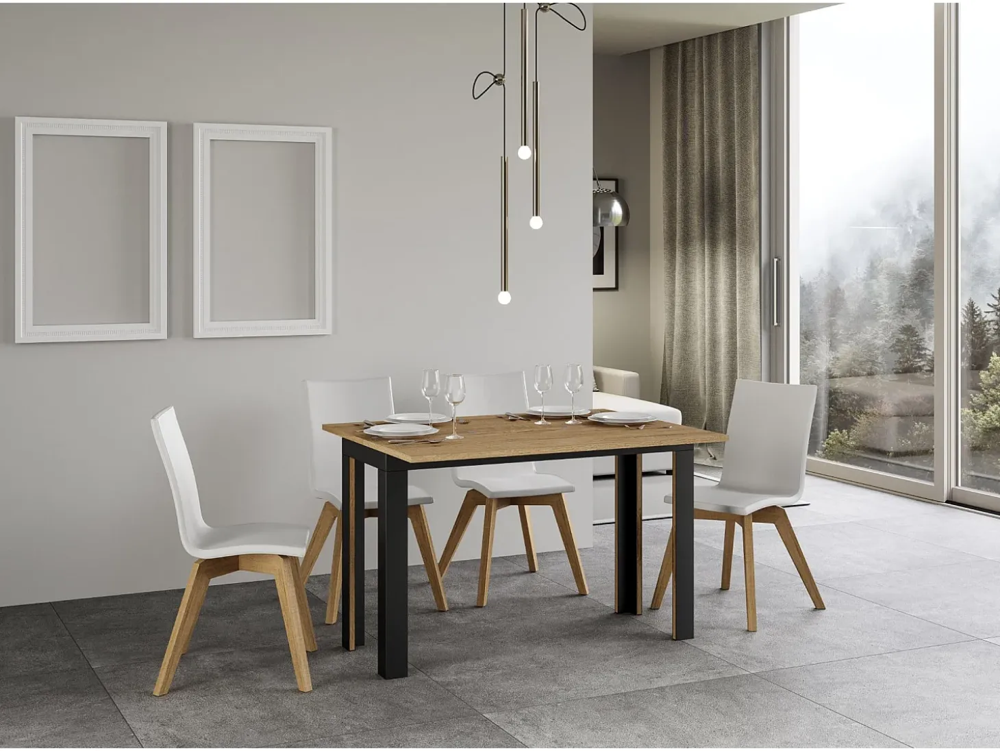 Mesa tipo libro 120x45/90 cm Linea Double Roble Natural estructura Antracita