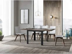 Mesa tipo libro 90x90/180 cm Linea Libra Nogal estructura Antracita