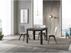 Mesa tipo libro 90x90/180 cm Linea Libra Nogal estructura Antracita