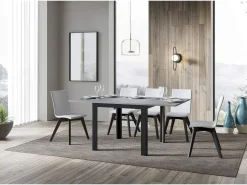 Mesa tipo libro 90x90/180 cm Linea Libra Cemento estructura Antracita