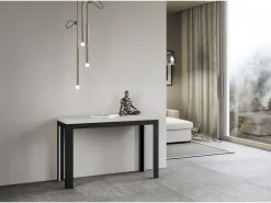 Mesa tipo libro 120/200x45/90 cm Linea Double Fresno Blanco estructura Antracita