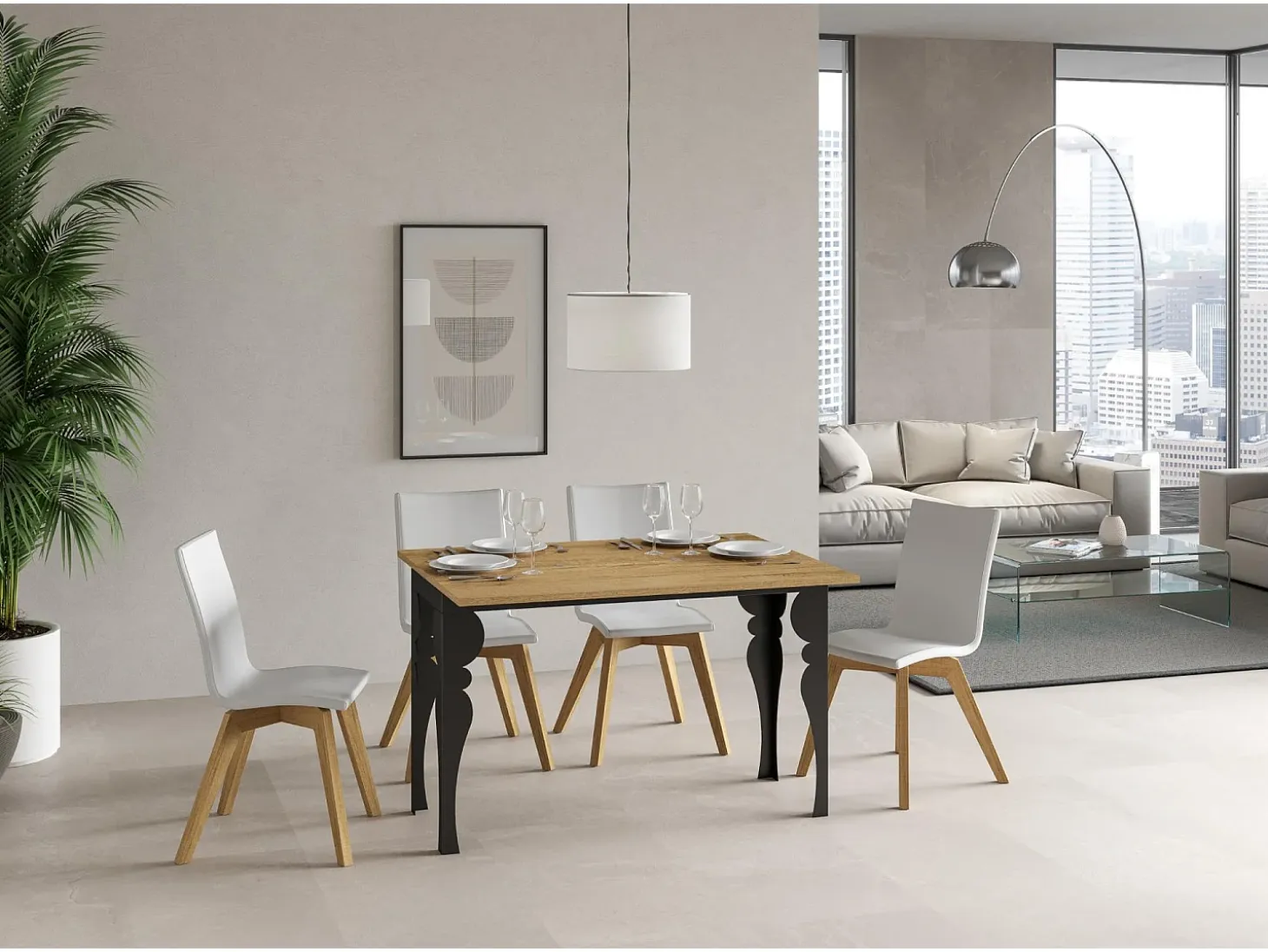 Mesa tipo libro 120x45/90 cm Paxon Double Roble Natural estructura Antracita