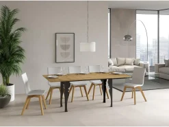 Mesa tipo libro 120/200x45/90 cm Paxon Double Roble Natural estructura Antracita