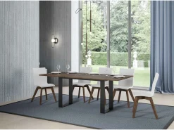 Mesa tipo libro 120/200x45/90 cm Tecno Double Nogal estructura Antracita