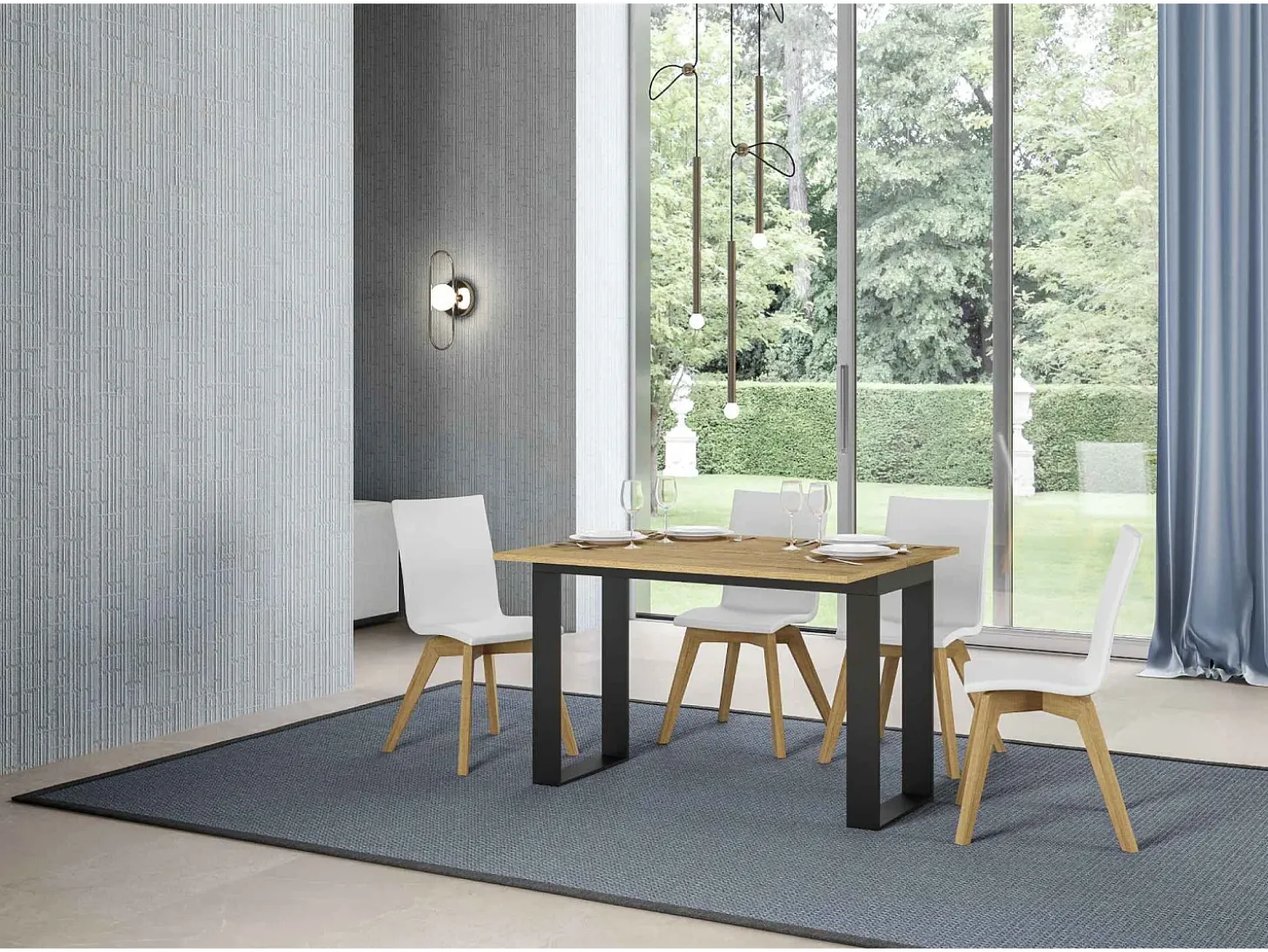 Mesa tipo libro 120x45/90 cm Tecno Double Roble Natural estructura Antracita