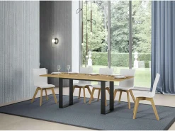 Mesa tipo libro 120/200x45/90 cm Tecno Double Roble Natural estructura Antracita
