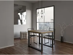 Mesa tipo libro 90x90/180 cm Tecno Libra Roble Natural estructura Antracita