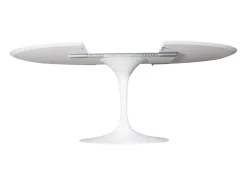 Mesa tulipán oval extensible 160/220 cm negro mate-Color de la bandeja Blanco mate-Anchura 160/220 cm-Color de los pies Blanco brillante
