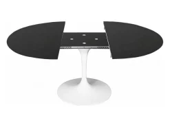 Mesa tulipán oval extensible 160/220 cm negro mate-Color de la bandeja Negro mate-Anchura 160/220 cm-Color de los pies Blanco brillante