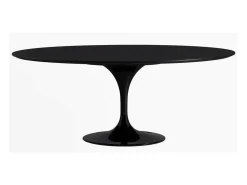 Mesa tulipán oval extensible 160/220 cm negro mate-Color de la bandeja Negro mate-Anchura 160/220 cm-Color de los pies Blanco brillante