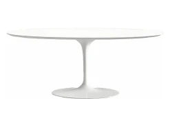 Mesa tulipán ovalada negro mate con base negro mate 225 cm-Color de la bandeja Blanco mate-Anchura 220 cm-Color de los pies Blanco mate