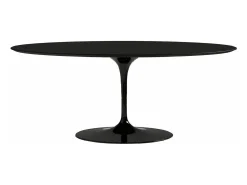 Mesa tulipán ovalada negro mate con base negro mate 225 cm-Color de la bandeja Negro mate-Anchura 220 cm-Color de los pies Negro brillante