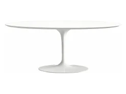 Mesa tulipán ovalada negro mate con base negro mate 225 cm-Color de la bandeja Blanco mate-Anchura 200 cm-Color de los pies Blanco mate