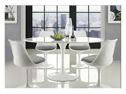 Mesa tulipán redonda 140 cm blanco mate-Color de la bandeja Blanco mate-Diámetro 160 cm-Color de los pies Blanco mate