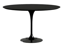 Mesa tulipán redonda 140 cm blanco mate-Color de la bandeja Negro mate-Diámetro 140 cm-Color de los pies Blanco mate