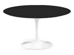Mesa tulipán redonda 140 cm blanco mate-Color de la bandeja Negro mate-Diámetro 100 cm-Color de los pies Negro mate