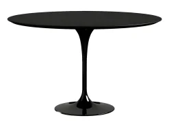 Mesa tulipán redonda 140 cm blanco mate-Color de la bandeja Negro mate-Diámetro 100 cm-Color de los pies Negro mate