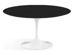 Mesa tulipán redonda 140 cm blanco mate-Color de la bandeja Negro mate-Diámetro 90 cm-Color de los pies Blanco mate