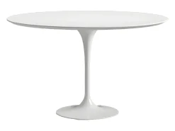 Mesa tulipán redonda 140 cm blanco mate-Color de la bandeja Blanco mate-Diámetro 120 cm-Color de los pies Blanco brillante