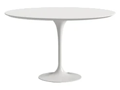 Mesa tulipán redonda 140 cm blanco mate-Color de la bandeja Blanco mate-Diámetro 60 cm-Color de los pies Blanco mate