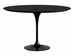 Mesa tulipán redonda 140 cm blanco mate-Color de la bandeja Negro mate-Diámetro 120 cm-Color de los pies Blanco mate