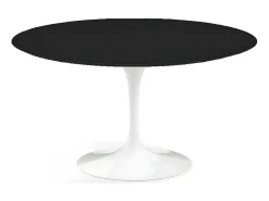 Mesa tulipán redonda 140 cm blanco mate-Color de la bandeja Negro mate-Diámetro 150 cm-Color de los pies Negro mate