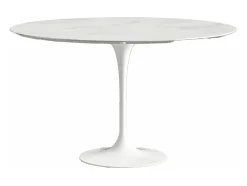 Mesa tulipán redonda, 110 cm, mármol negro, base negro mate-Bandeja Mármol verde alpi-Diámetro 180 cm-Color de los pies Negro brillante