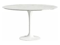 Mesa tulipán redonda, 110 cm, mármol negro, base negro mate-Bandeja Mármol negro de Marquinia-Diámetro 90 cm-Color de los pies Negro brillante