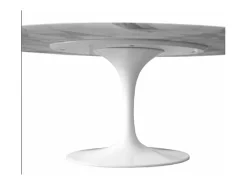 Mesa tulipán redonda, 110 cm, mármol negro, base negro mate-Bandeja Mármol blanco de Carrara-Diámetro 150 cm-Color de los pies Blanco mate