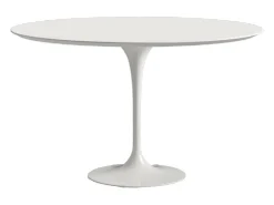 Mesa tulipán redonda extensible de gama alta-Color de la bandeja Blanco mate-Anchura 170/230 cm-Color de los pies Blanco brillante
