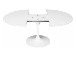 Mesa tulipán redonda extensible de gama alta-Color de la bandeja Blanco mate-Anchura 170/230 cm-Color de los pies Blanco brillante