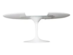Mesa tulipán redonda extensible de gama alta-Color de la bandeja Blanco mate-Anchura 170/230 cm-Color de los pies Blanco brillante