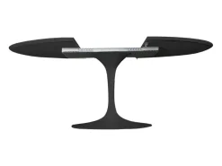 Mesa tulipán redonda extensible de gama alta-Color de la bandeja Negro mate-Anchura 137/187 cm-Color de los pies Negro brillante