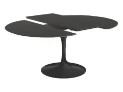 Mesa tulipán redonda extensible de gama alta-Color de la bandeja Negro mate-Anchura 137/187 cm-Color de los pies Negro brillante