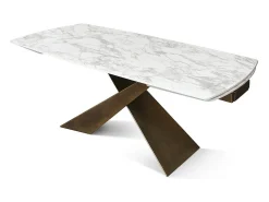 Mesa vitroceramica blanca,patas metal bronce 180x90-260x90cm - FIGARI
