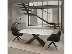 Mesa vitroceramica blanca,patas metal bronce 180x90-260x90cm - FIGARI