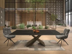 Mesa vitroceramica negro oro,patas metal bronce 180x90-260x90cm - FIGARI
