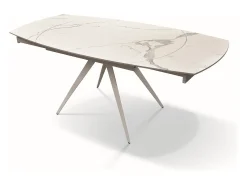 Mesa vitrocerámica efecto mármol, metal blanco, extensible 120x90 - LAVEZZI