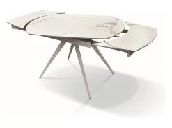 Mesa vitrocerámica efecto mármol, metal blanco, extensible 120x90 - LAVEZZI