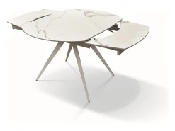 Mesa vitrocerámica efecto mármol, metal blanco, extensible 120x90 - LAVEZZI