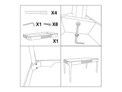 Mesa VKH572, Blanco, 180x60x80 cm, Kendra Home