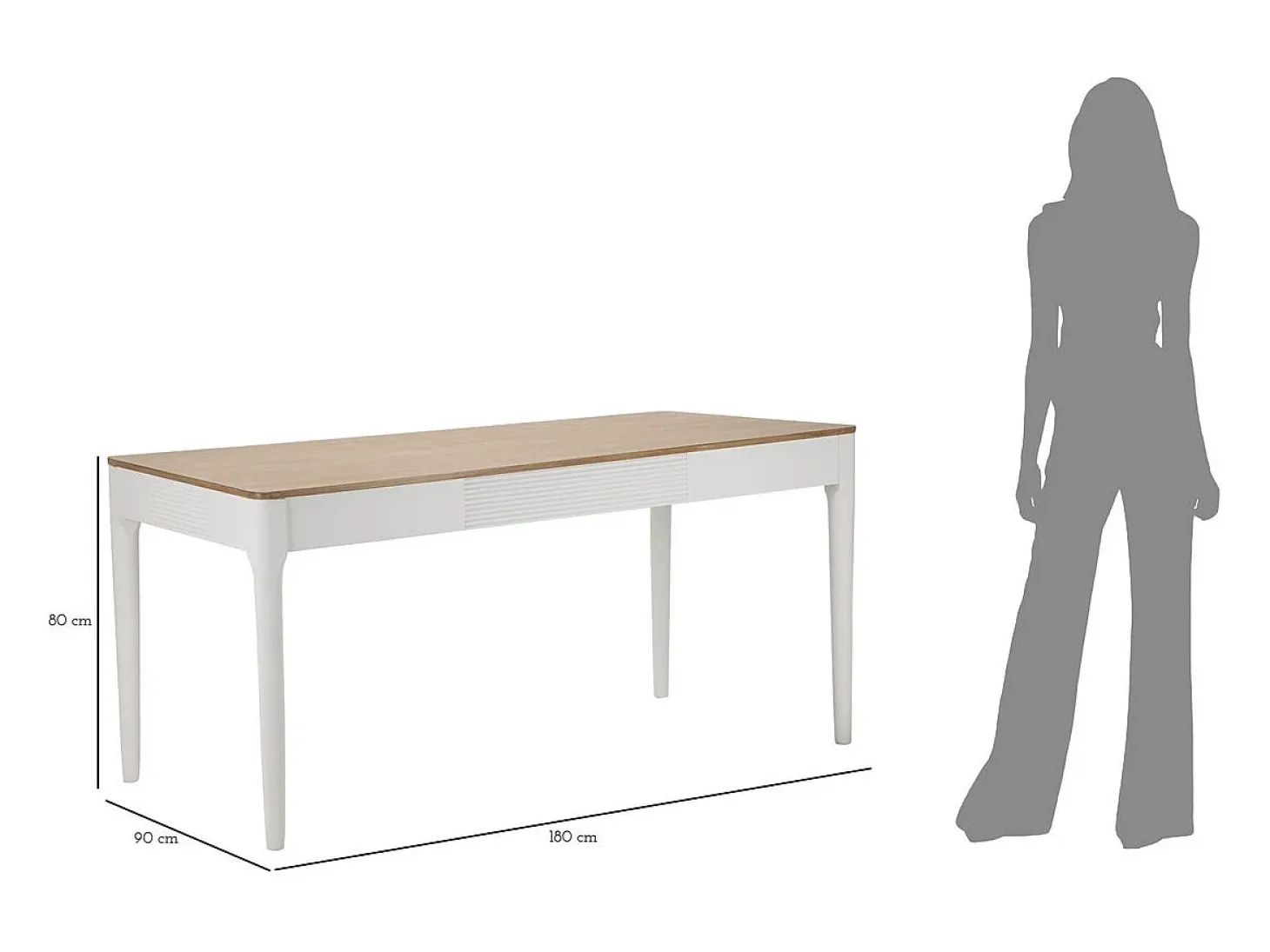 Mesa VKH572, Blanco, 180x60x80 cm, Kendra Home