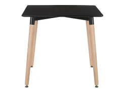Mesa Welly 80 cm cuadrada negra brillante con patas de madera natural