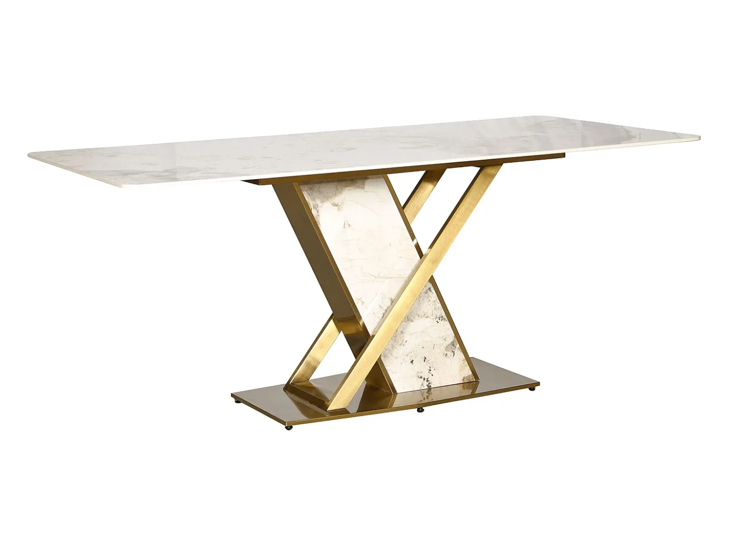 Mesa 180x75x90 cm Blanco dorado Modig M55