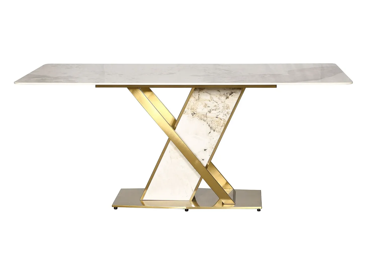 Mesa 180x75x90 cm Blanco dorado Modig M55