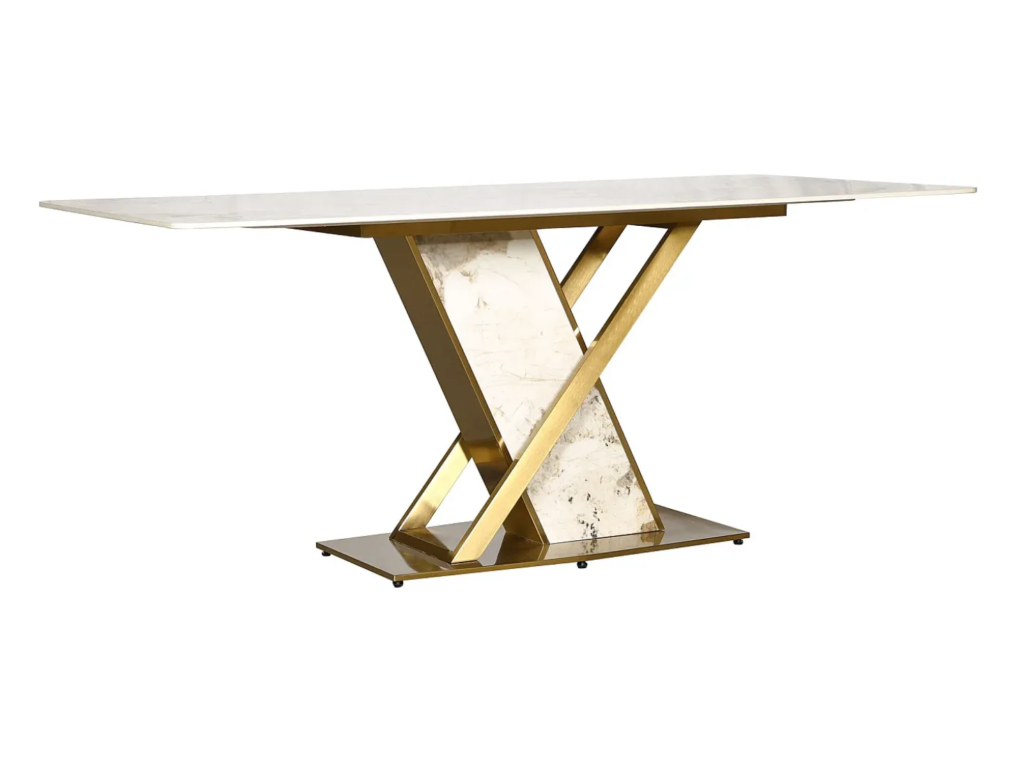 Mesa 180x75x90 cm Blanco dorado Modig M55