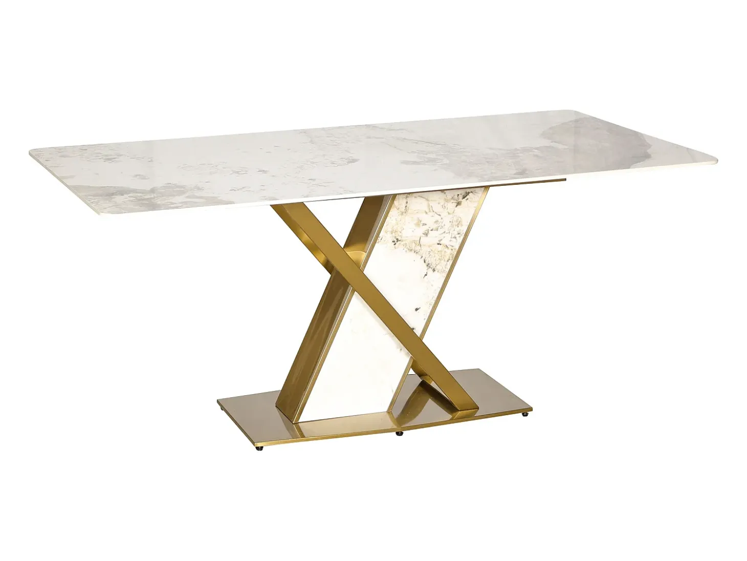 Mesa 180x75x90 cm Blanco dorado Modig M55